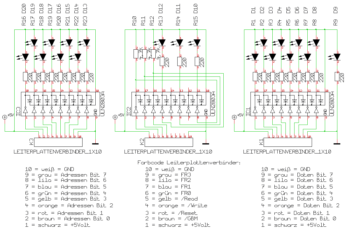 Schaltbild zum Testadapter fr das serielle Interface